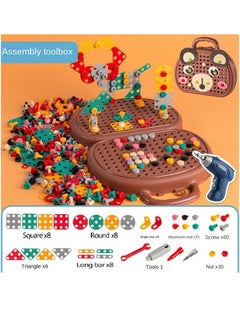 Y&D Tool Kit Box for Kids Children Screw and Drill Puzzle Toy set Creative DIY Building Puzzle Toy with Drill & Screw Driver Tool for Toddlers Boys Girls 203PCS (Bromn)  - Image 2