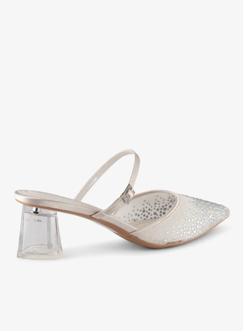 فينتشي صنادل نسائية مدببة إصبع القدم متوسط الكعب