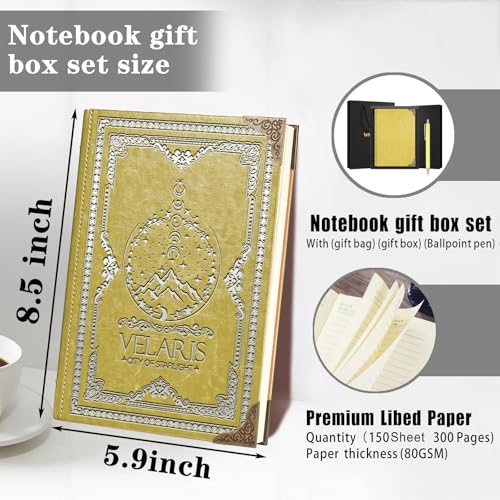 WHLBHG Velaris City of Starlight A5 Size Lined Journal Acotar Velaris Gift Acotar Journal Bookworm Gift Bookish Journal Reading Journals for Book Lovers ,1 Pack (Yellow),(VELARIS -Yellow) - Image 2