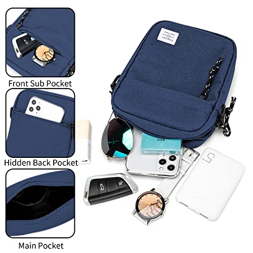 Vaupan Small Crossbody Bag Shoulder Bag For Men, Women Mini Messenger Bag Water Resistant Satchel Bag for Work Travel Business (Blue) - Image 3
