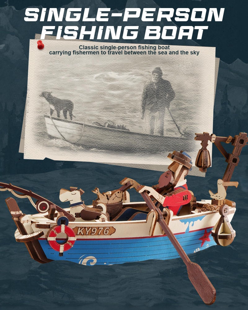 ROKR 3D Wooden Puzzles for Adults,Gravity Swing Ocean Fisher Model kit, 161Piece 3D Puzzles for Adults - Image 3