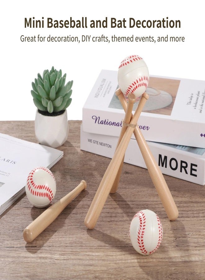 Homaisson 24PCS Mini Baseball Bats Mini Foam Sports Balls, 7.9 in Small Wooden Baseball Bats, 2 in Foam Baseball Balls, DIY Paintable Wood Bat for Baseball Party Supplies Sports Theme Decoration (24PCS) - Image 2