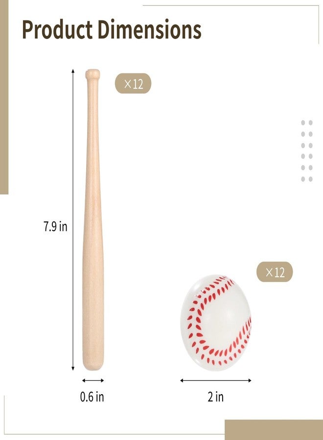Homaisson 24PCS Mini Baseball Bats Mini Foam Sports Balls, 7.9 in Small Wooden Baseball Bats, 2 in Foam Baseball Balls, DIY Paintable Wood Bat for Baseball Party Supplies Sports Theme Decoration (24PCS) - Image 4