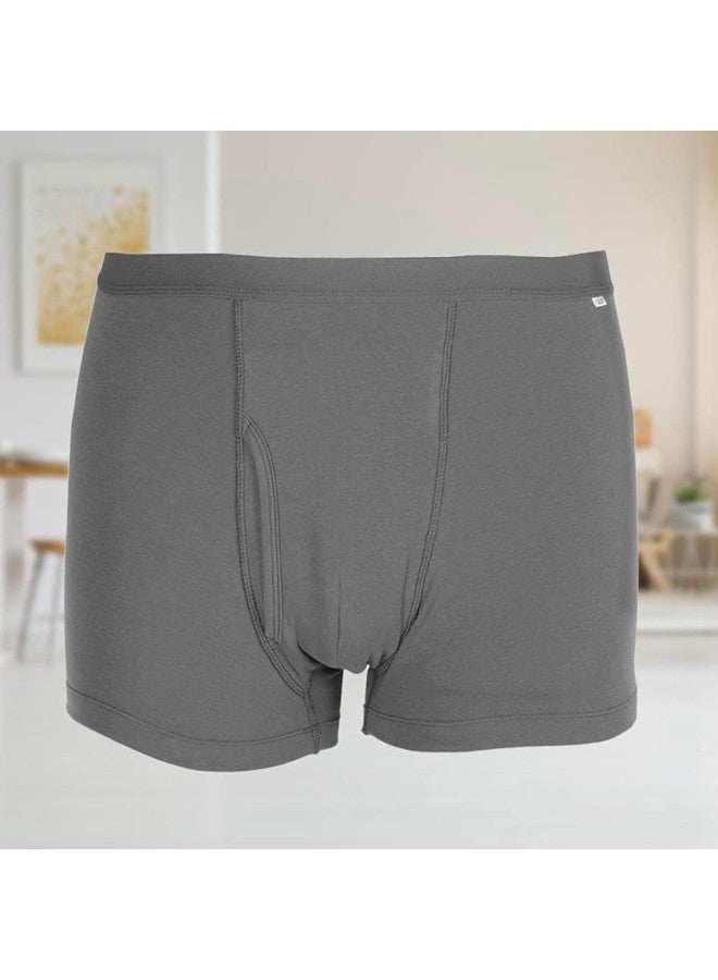 klarako Incontinence Underwear for Men, Breathable Cotton Incontinence Underpants Washable and Reusable Boxer Briefs (Gray)(XLarge) - Image 2
