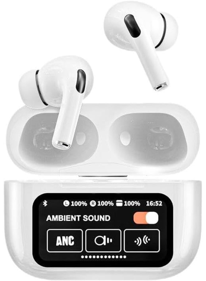 MUNTAQI A9 Pro Wireless Earbuds with 1.45" Color Touch Screen Charging Case – Bluetooth 5.3 Earphones with HiFi Stereo Sound, Noise Cancellation, LED Display, Long Battery Life & Touch Control Headset for Android iOS - Image 1