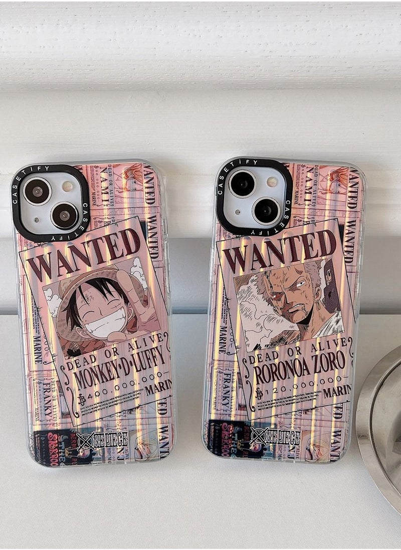 One Piece Luffy Wanted Laser iPhone 14 Pro Max 6.7 inch Case