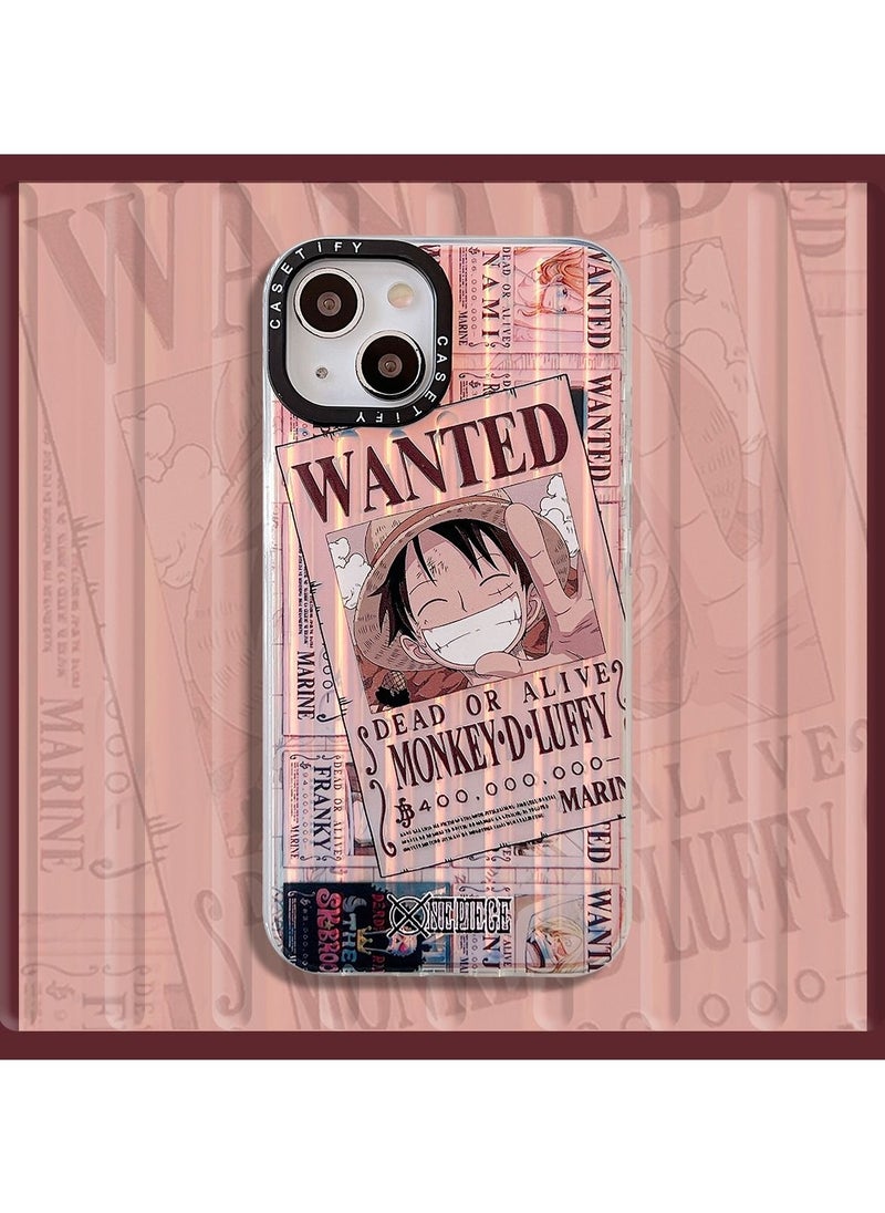 One Piece Luffy Wanted Laser iPhone 14 Pro Max 6.7 inch Case