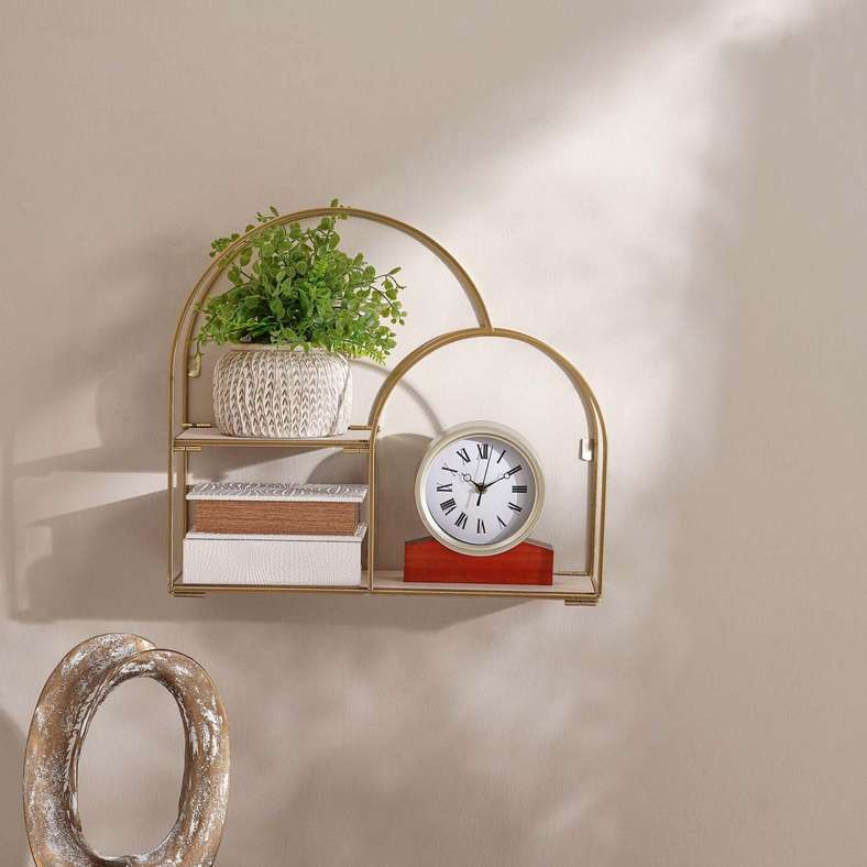 Pan Home Arch Metal Wall Shelf - Gold - Image 1