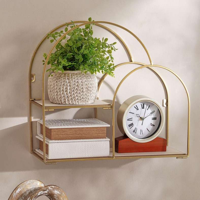 Pan Home Arch Metal Wall Shelf - Gold - Image 2