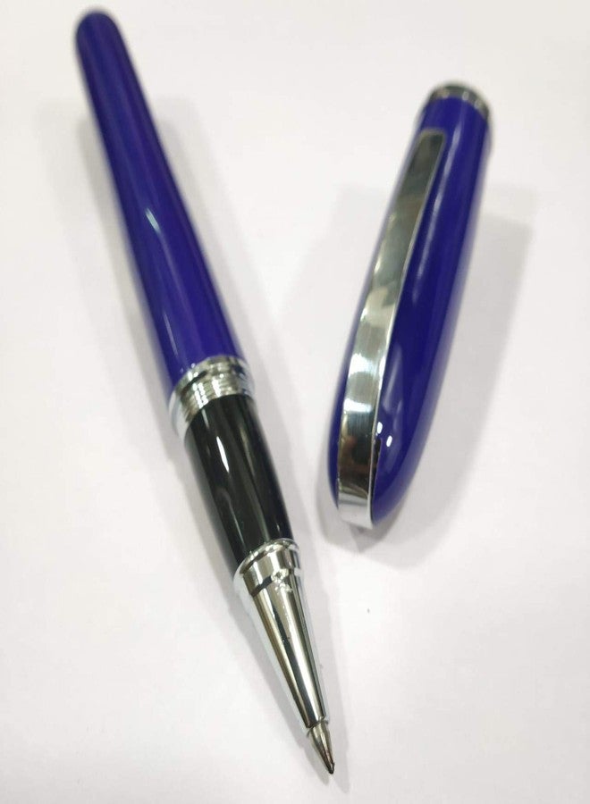BAOER 516 Rollerball Pen - Blue with Chrome Trim - Image 4