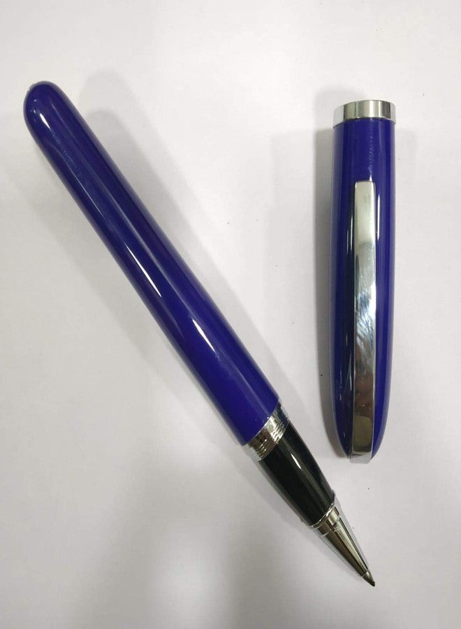 BAOER 516 Rollerball Pen - Blue with Chrome Trim - Image 3