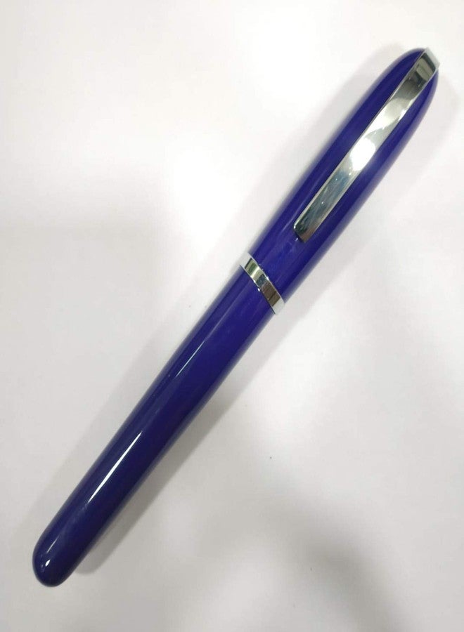 BAOER 516 Rollerball Pen - Blue with Chrome Trim - Image 1