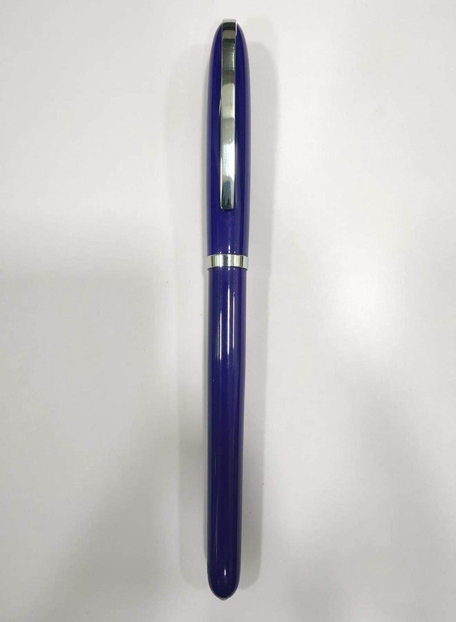 BAOER 516 Rollerball Pen - Blue with Chrome Trim - Image 2