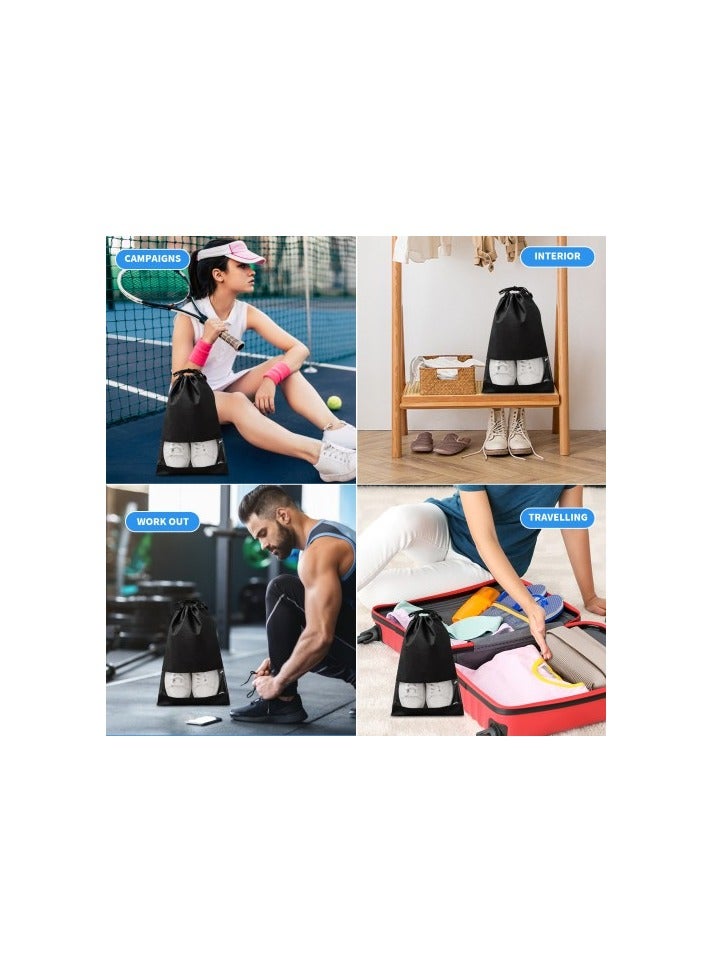 12-Piece  Large Shoe Bags for Travel – 32x44cm Dustproof Drawstring Bags with Transparent Window –  Portable Shoe Bag , Portable Shoe Storage for Men and Women - Image 5