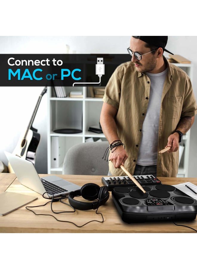 Pyle Portable, Tabletop Set Machine, Electric Drum Pads,LED Display, Mac & PC, Black (PTED01) - Image 3