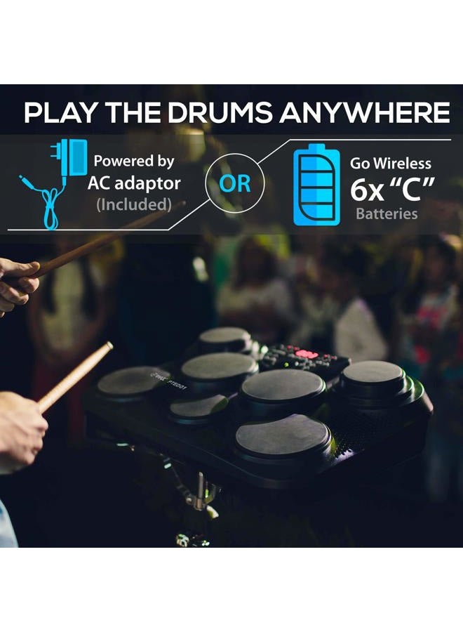 Pyle Portable, Tabletop Set Machine, Electric Drum Pads,LED Display, Mac & PC, Black (PTED01) - Image 4