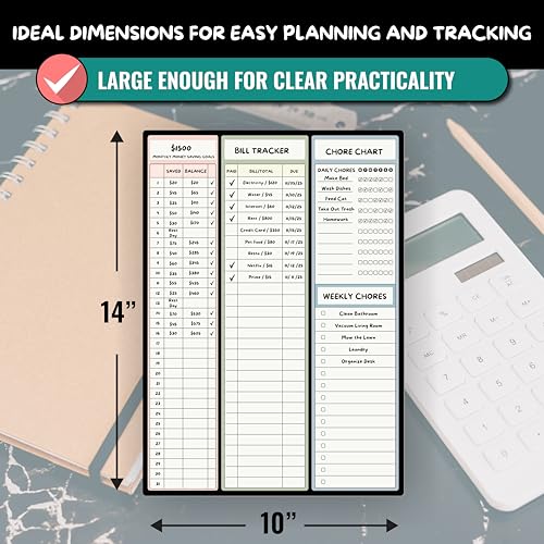Sunsella Magnetic Dry Erase Budget Planner and Bill Organizer | 10" x 14" Whiteboard Calendar for Wall or Fridge | Monthly Bill Tracker, Chore Chart, and Family Organizer | Dry Erasable Markers Included - Image 2