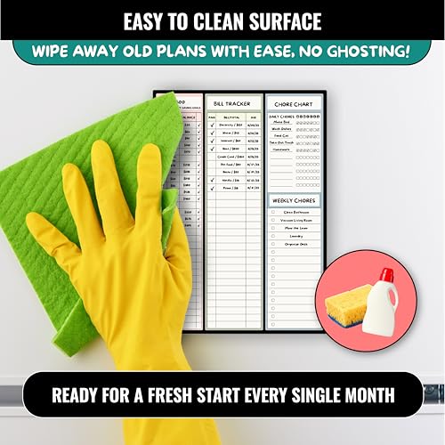 Sunsella Magnetic Dry Erase Budget Planner and Bill Organizer | 10" x 14" Whiteboard Calendar for Wall or Fridge | Monthly Bill Tracker, Chore Chart, and Family Organizer | Dry Erasable Markers Included - Image 3