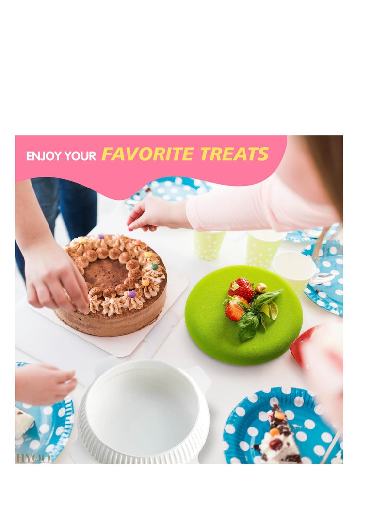 SOLARAE 3D Silicone Cake Molds for Baking - Silicone Baking Mold Round Cake Pans Brownie Pan with Lid Cake Mold - Mini Cheesecake Molds Non Stick Baking Pan Set Cake Mousse Circle Chocolate Molds - Image 3