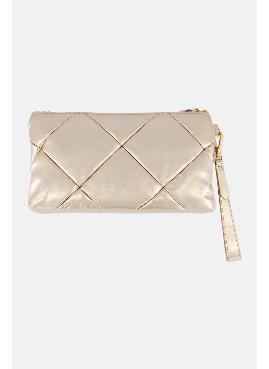 COLE HAAN Women Quilted Clutch Bag 17 H x 31 L x 5 W cm, Gold  - Image 2