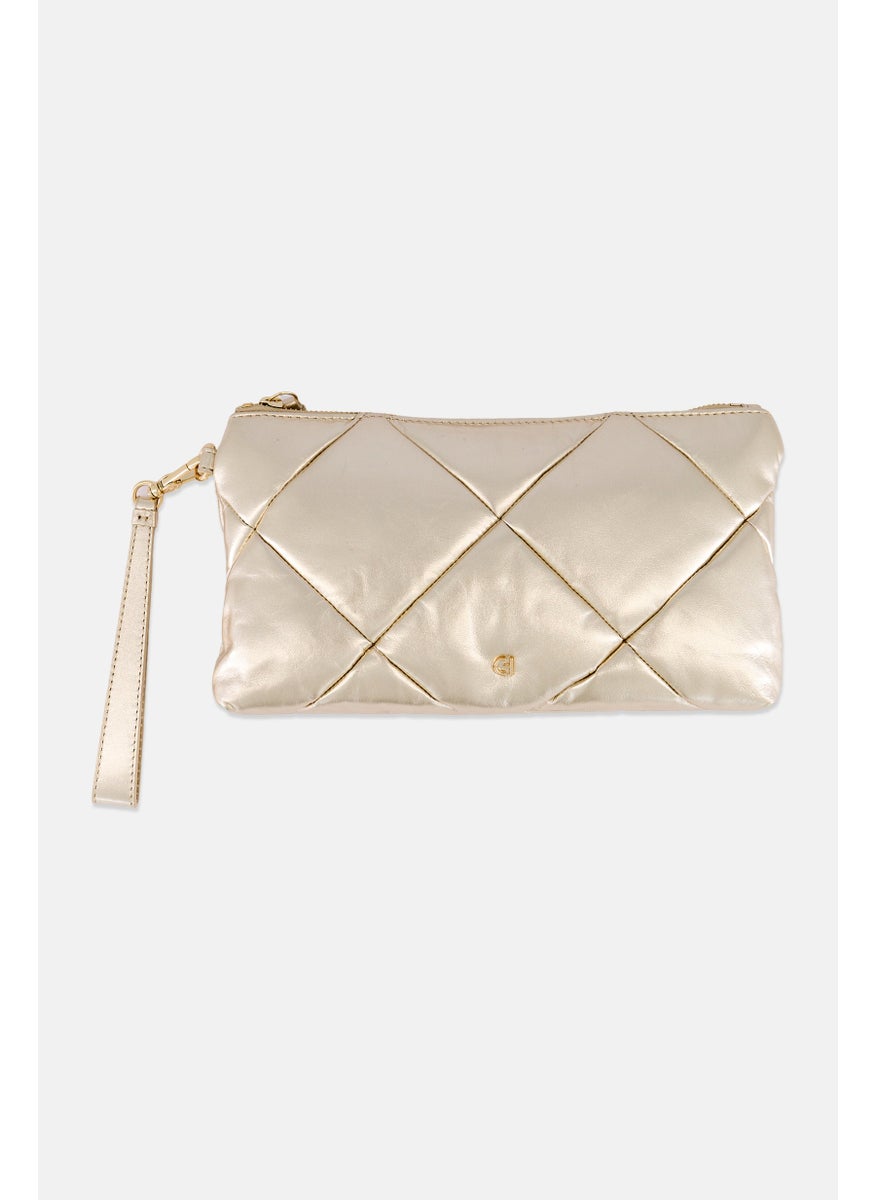 COLE HAAN Women Quilted Clutch Bag 17 H x 31 L x 5 W cm, Gold  - Image 1