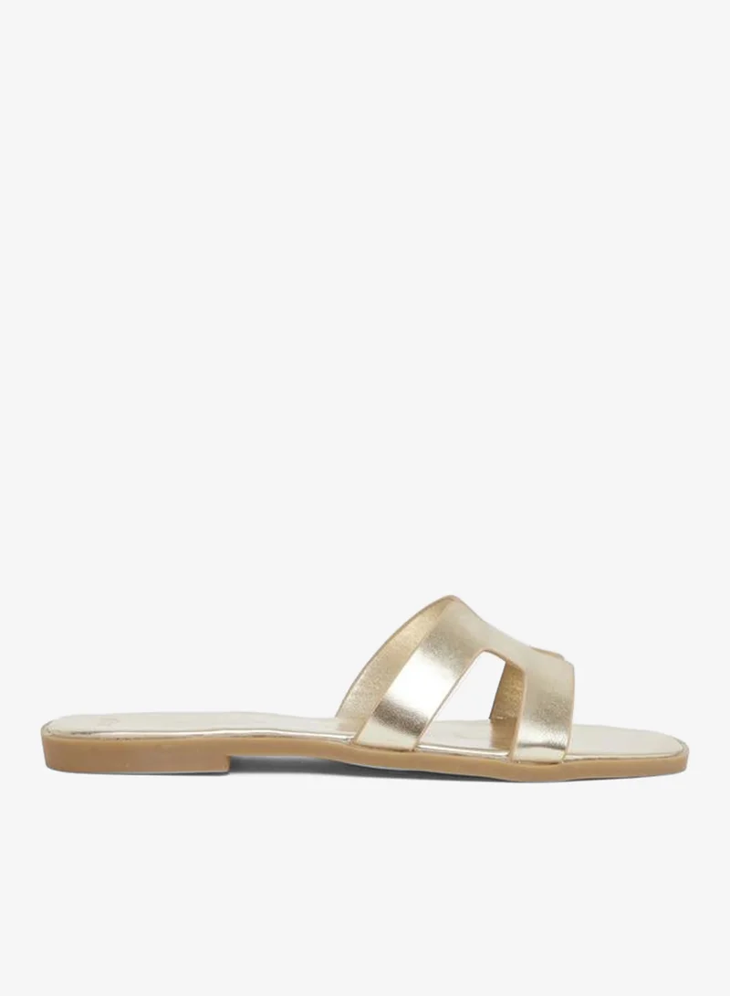 Styli Gold Slip On Flat Sandals