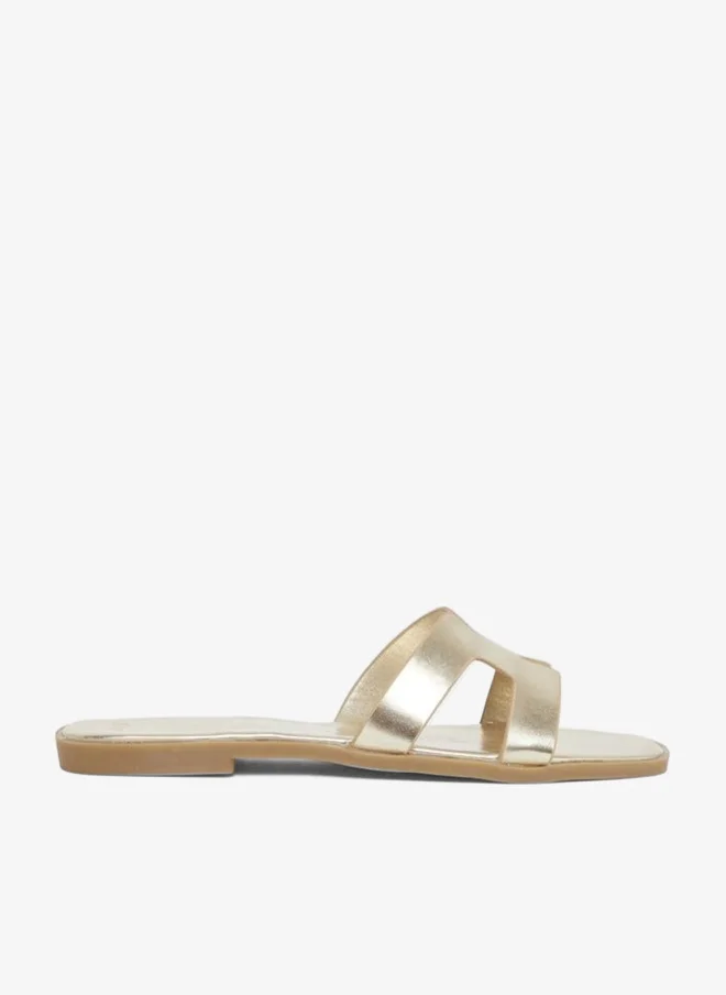 Styli Gold Slip On Flat Sandals