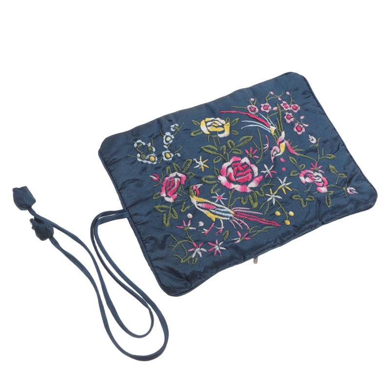 Peacock Blue Large Jewelry Roll Organizer Pouch for Necklaces Bracelets Earrings - Image 2