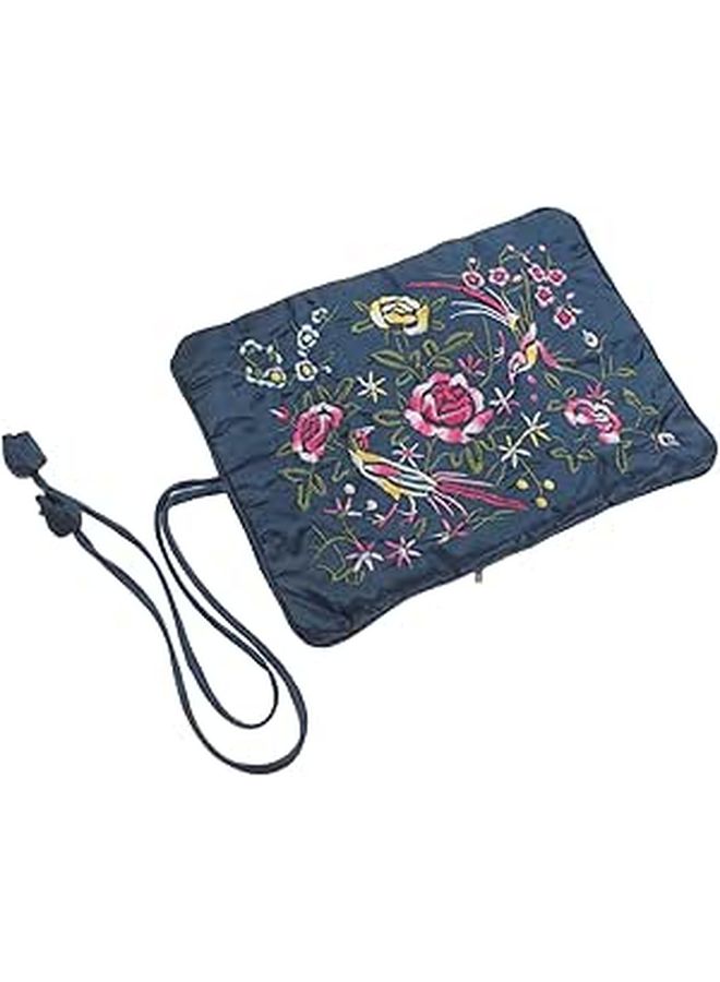 Peacock Blue Large Jewelry Roll Organizer Pouch for Necklaces Bracelets Earrings - Image 1