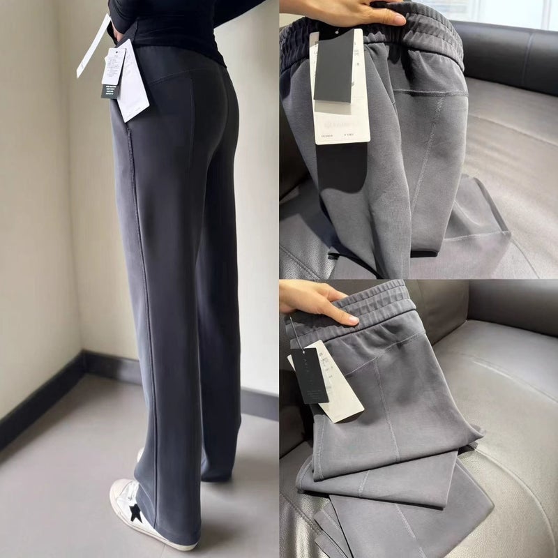 Lulu Same Yoga Wide Leg Pants SoftstremI Pants Sports Casual Pants Womens Loose Straight Leg Length Distilled coffee  - Image 4