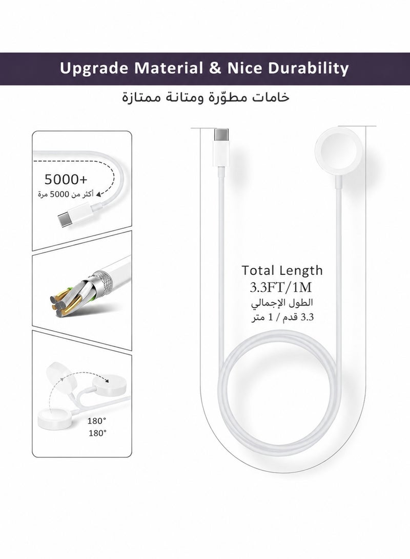 Flyview Applicable to Apple Watch Charger USB C Magnetic Fast iWatch Charger Portable Compatible with iWatch Ultra/Series 11/10/9/8/7/6/SE/SE2/5/4/3/2/1（1M） - Image 5