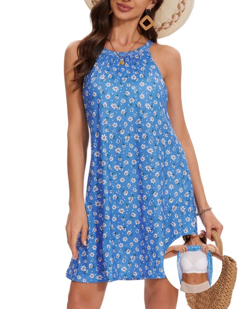 ANYFITTING Vacation Dresses for Women 2026 Loose Fit Tank Floral Hide Tummy Bulge Sundress - Image 1