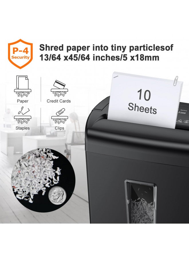 Bonsaii 10-Sheet Cross Cut Paper Shredder, 5.5 Gal Home Office Heavy Duty Shredder for Credit Card, Staple, Clip with Transparent Window(C209-D) - Image 2