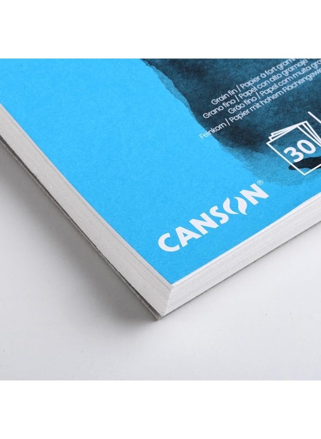 CANSON 30 Sheets  XL Watercolour 300gsm A4 Paper Cold Pressed Spiral Pad Short Side White Ideal for Professional Artists - Image 5