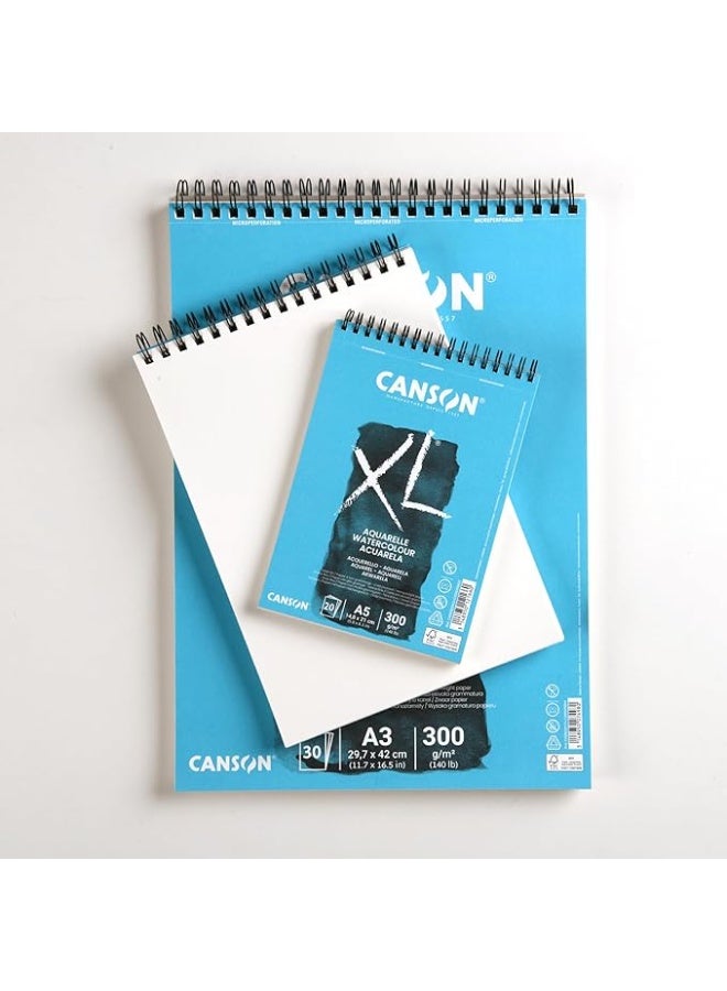 CANSON 30 Sheets  XL Watercolour 300gsm A4 Paper Cold Pressed Spiral Pad Short Side White Ideal for Professional Artists - Image 4
