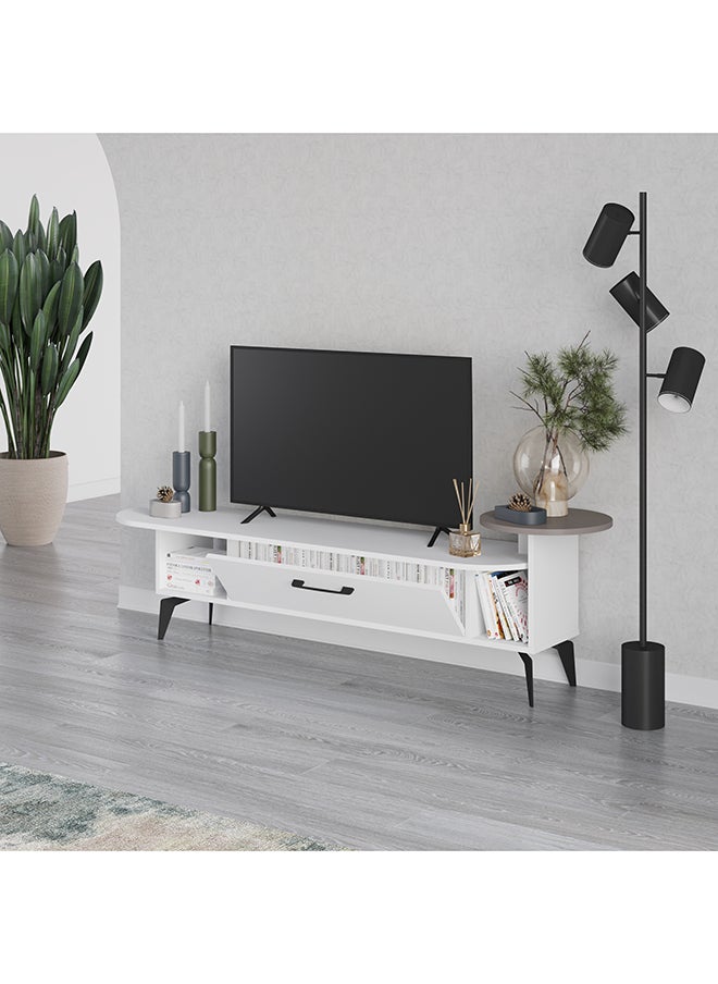 Mourah Home - Ada Tv Stand Up To 60 Inches With Storage - White/Light Mocha - 2 Years Warranty - Image 1