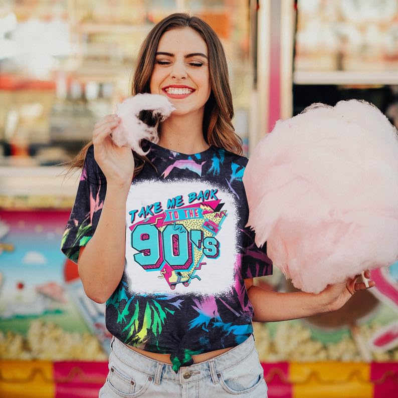 BANGELY 90s Outfit for Women Take Me Back to The 90's Shirt Vintage Neon Crew Neck Tops Tee for Birthday Party Gift - Image 2