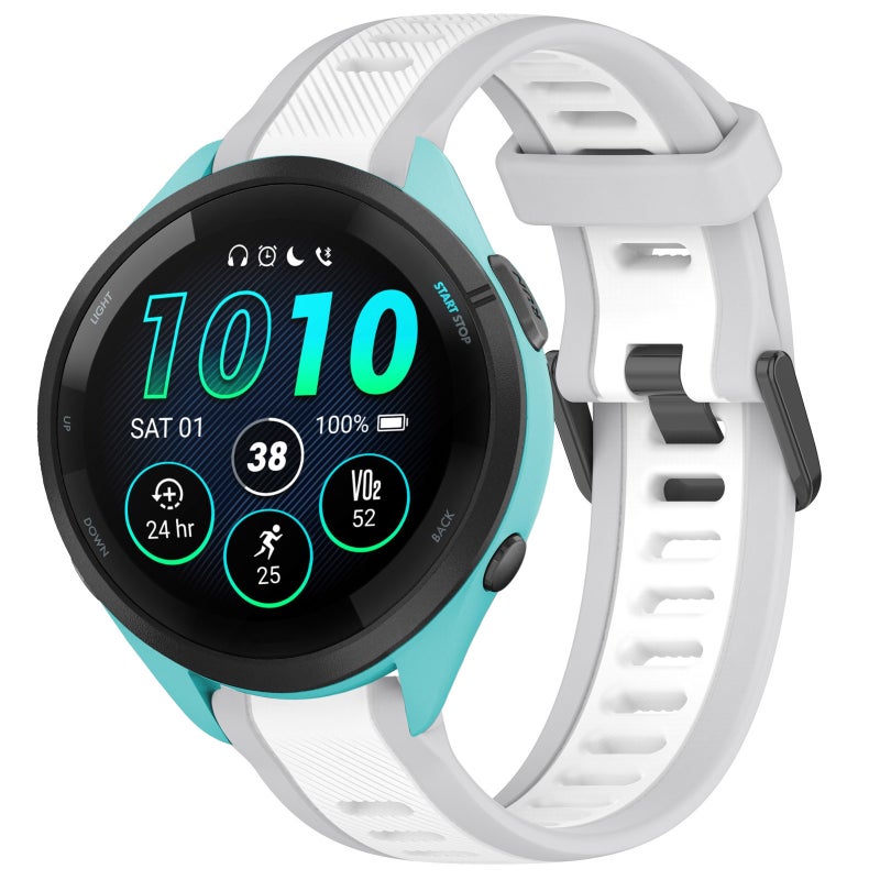 إيروريكس سوار ساعة Garmin Forerunner 265 22 مم من السيليكون المزخرف بلونين (أبيض + رمادي) - Image 1