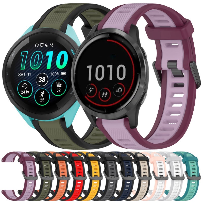 إيروريكس سوار ساعة Garmin Forerunner 265 22 مم من السيليكون المزخرف بلونين (أبيض + رمادي) - Image 3