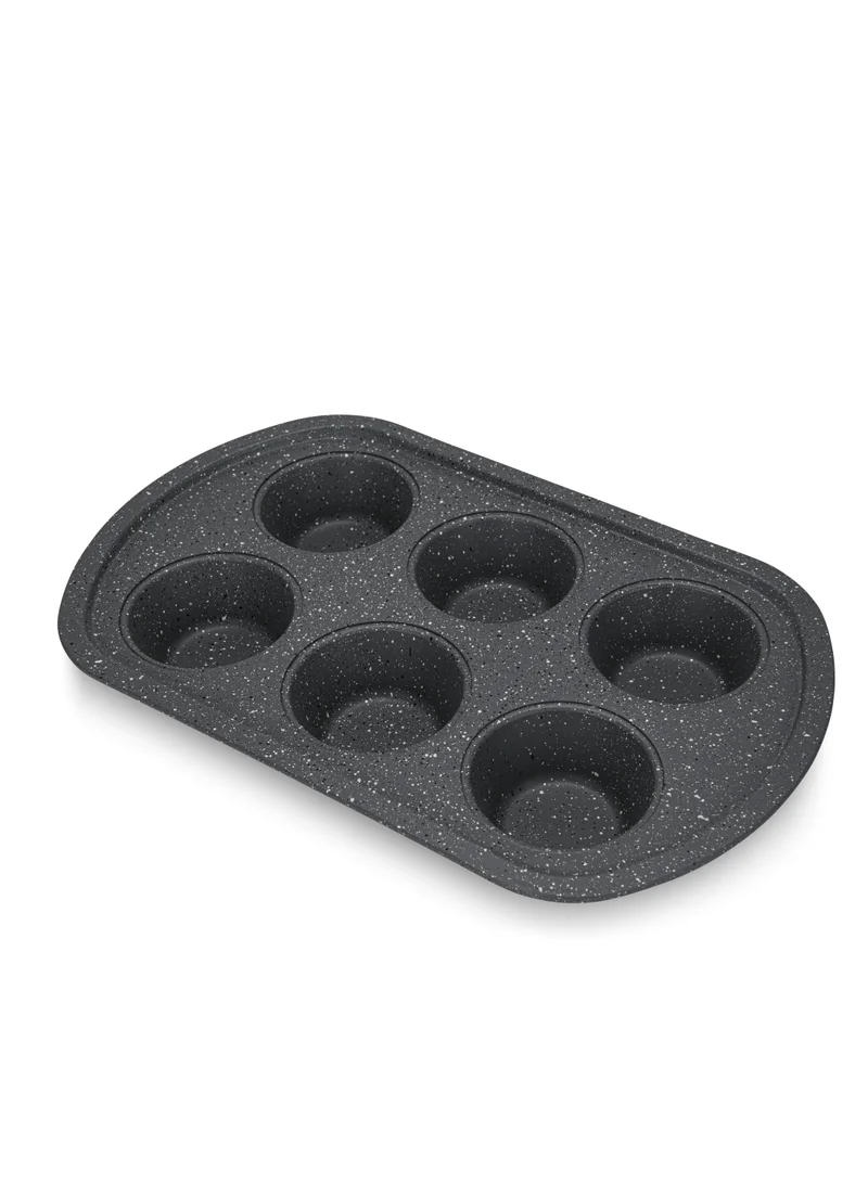فيسمان Muffin Pan 6-Piece Cupcake Baking Pan, Carbon Steel Non Stick Muffin Pan | Granite Coating Muffin Tray | High Heat Durable Bakeware | Non Toxic PFOA Free