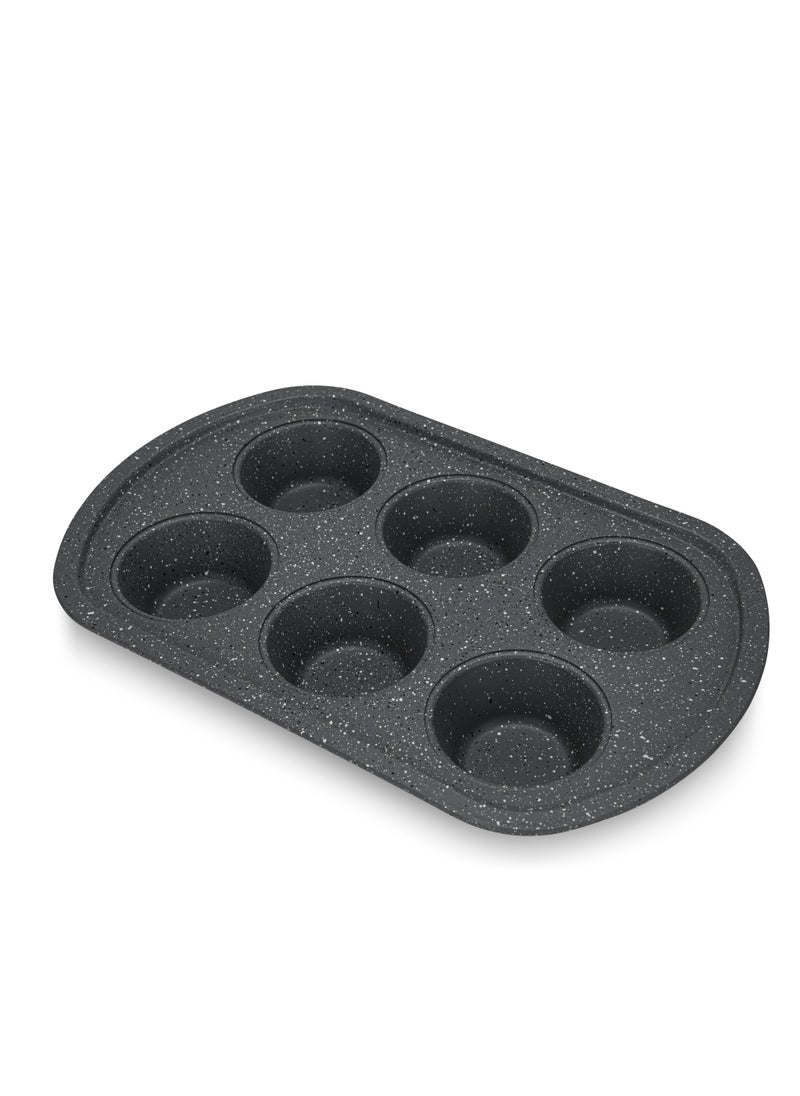 Fissman Muffin Pan 6-Piece Cupcake Baking Pan, Carbon Steel Non Stick Muffin Pan | Granite Coating Muffin Tray | High Heat Durable Bakeware | Non Toxic PFOA Free  - Image 1