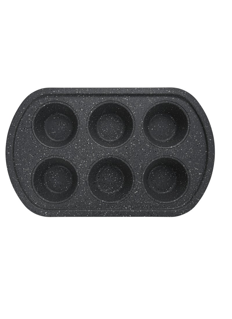 Fissman Muffin Pan 6-Piece Cupcake Baking Pan, Carbon Steel Non Stick Muffin Pan | Granite Coating Muffin Tray | High Heat Durable Bakeware | Non Toxic PFOA Free  - Image 4