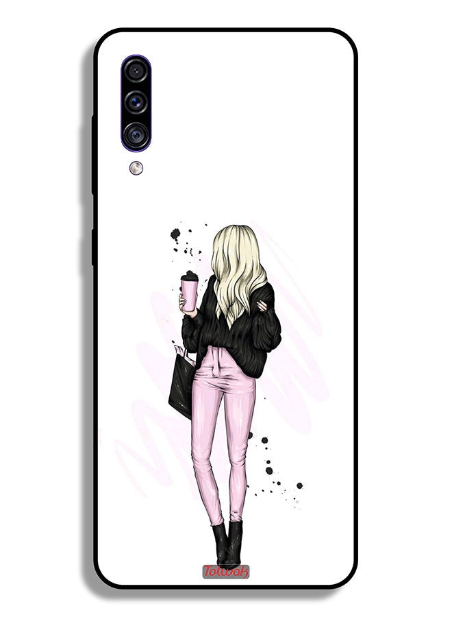Tolwak Samsung Galaxy A50 Protective Case Cover Girl Holding Coffee Cup Art - Image 1