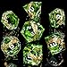 ORIFANTOU Magic Golden Ring DND Dice Set with Case Green Resin Sharp Edge D and D Dice for use with DD Tabletop Games Lord Handmade Polyhedral Dice Set D20 D12 D10 D8 D6 D4 - Image 4
