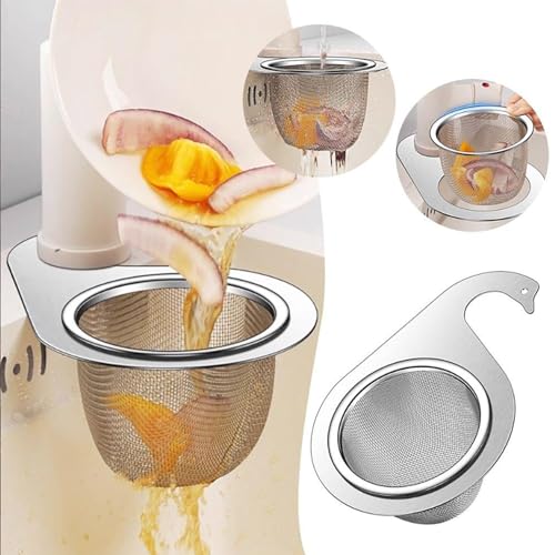 MosQuick® Stainless Steel Kitchen Sink Drain Basket Premium Round Big Size Kitchen Sink Drain Filter Food Waste Kitchen dustbin Sink Drainer Holder Detachable Sink Strainer Basket Easy to Clean - Image 1