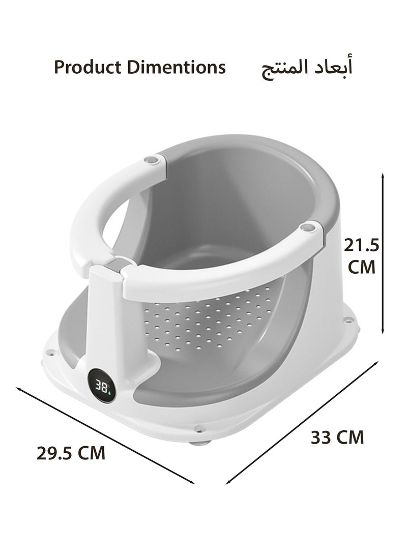 رينوفو مقعد استحمام للأطفال الرضع من عمر 6 أشهر فما فوق، كرسي استحمام مانع للانزلاق مزود بأربعة أكواب شفط ومستشعر درجة الحرارة ووسادة ناعمة للاستحمام - Image 2