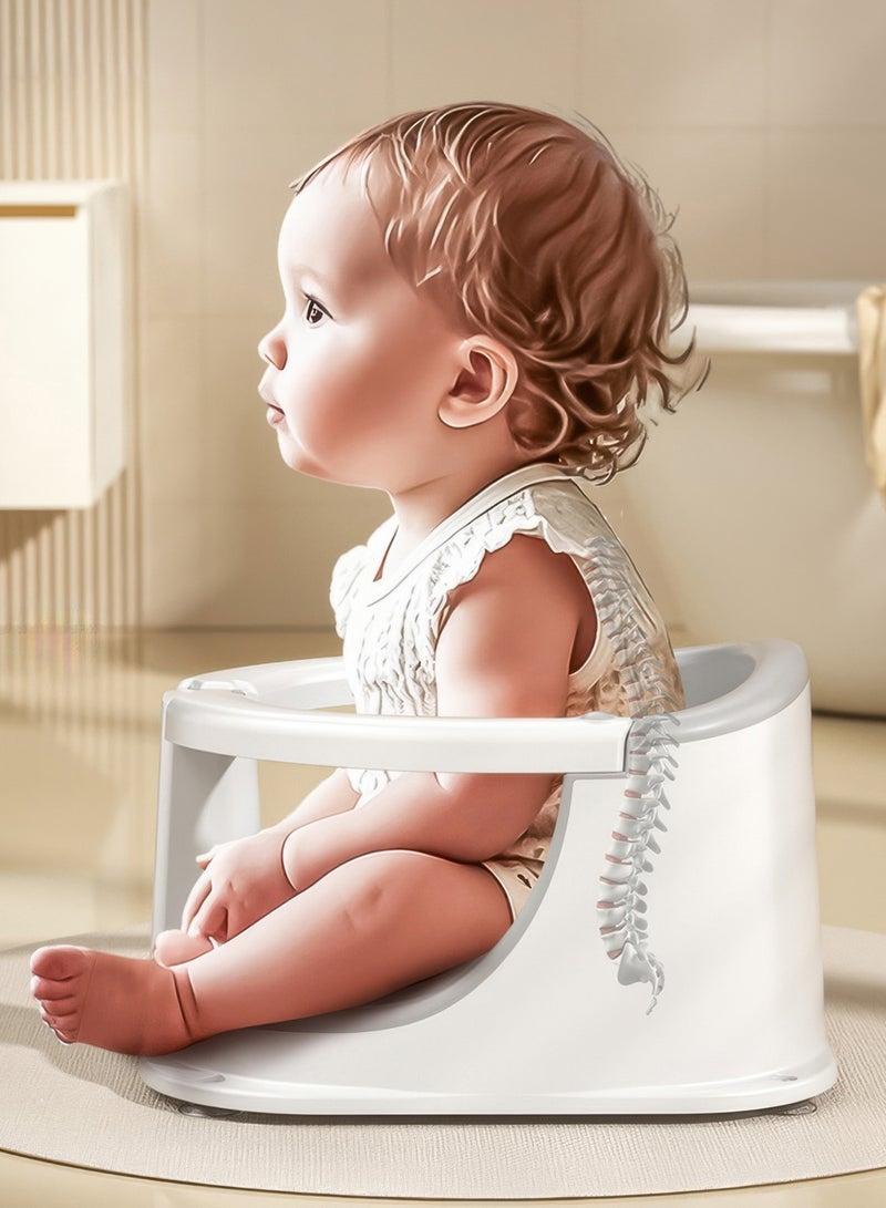 رينوفو مقعد استحمام للأطفال الرضع من عمر 6 أشهر فما فوق، كرسي استحمام مانع للانزلاق مزود بأربعة أكواب شفط ومستشعر درجة الحرارة ووسادة ناعمة للاستحمام - Image 5