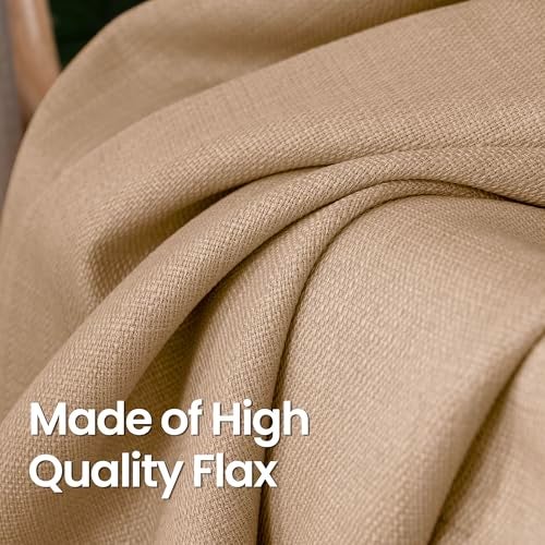 BGment Tan Curtains 84 Inch for Living Room - Light Filtering Faux Linen Look with Burlap Texture, Rustic Farmhouse Window Panels (Set of 2, 52" Wide) - Image 5