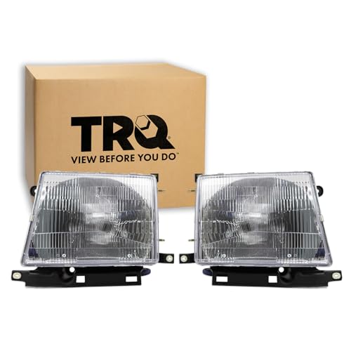 TRQ Driver & Passenger Side Headlight Assembly Set Headlights Driver & Passenger Side Compatible with 1997-2000 Toyota Tacoma TO2502120 TO2503120 - Image 1