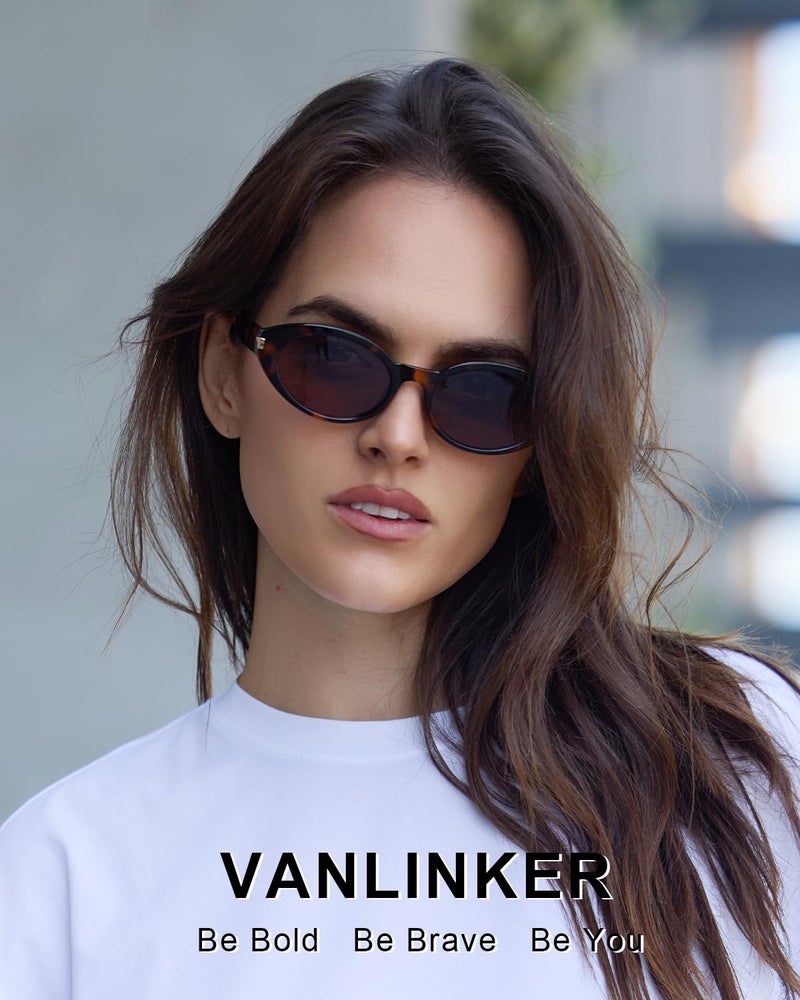 VANLINKER Polarized Retro Oval Sunglasses for Women Men Small Face Vintage 90s Shades VL9850,Tortoise/Light Brown - Image 3